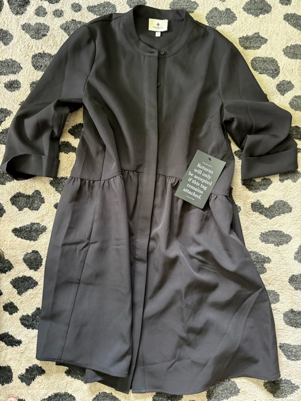 Tucker Black Button-Front Long Sleeve Dress